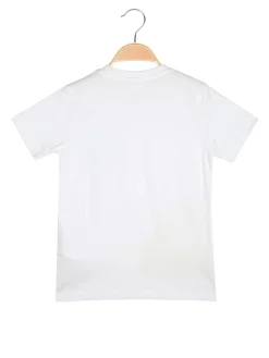 Kappa T-shirt da ragazzo in cotone con taschino e logo - bianco