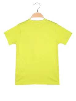 Kappa T-shirt da ragazzo in cotone con taschino e logo - limone