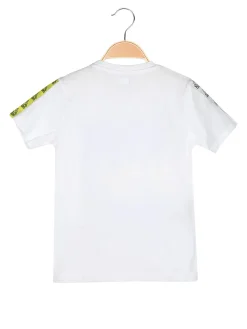 Kappa T-shirt da ragazzo in cotone con stampa disegno - bianco