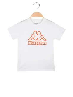 Kappa T-shirt da ragazzo in cotone con logo - bianco