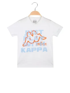 Kappa T-shirt da ragazzo in cotone con logo - bianco