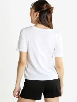 Kappa T-shirt donna in cotone con logo metallizato