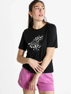 Kappa T-shirt donna in cotone con logo metallizato