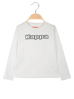 Kappa T-shirt girocollo a maniche lunghe da ragazza con logo - bianco
