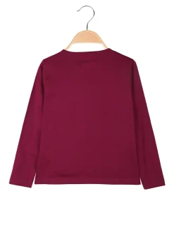 Kappa T-shirt girocollo a maniche lunghe da ragazza con logo - porpora
