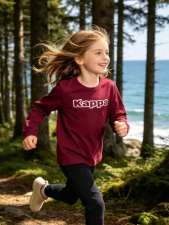 Kappa T-shirt girocollo a maniche lunghe da ragazza con logo - porpora