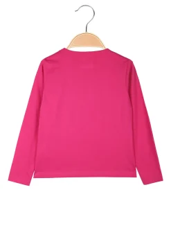 Kappa T-shirt girocollo a maniche lunghe da ragazza con logo - fucsia