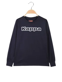 Kappa T--shirt girocollo a maniche lunghe da ragazzo con logo - blu scuro