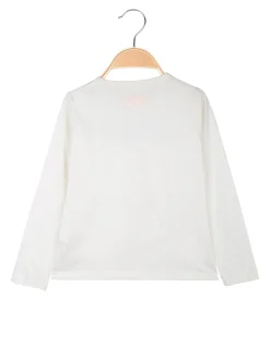 Kappa T-shirt girocollo da bambina a maniche lunghe con logo - bianco