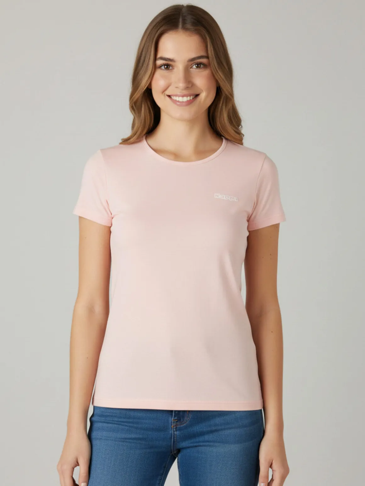 Kappa T-shirt girocollo da donna in cotone bielastico - rosa
