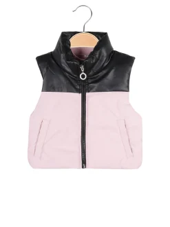 Karino Kids Gilet da ragazza in ecopelle con zip