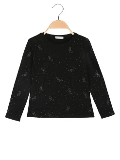 Karino Kids T-shirt da bambina a maniche lunghe con borchie - nero