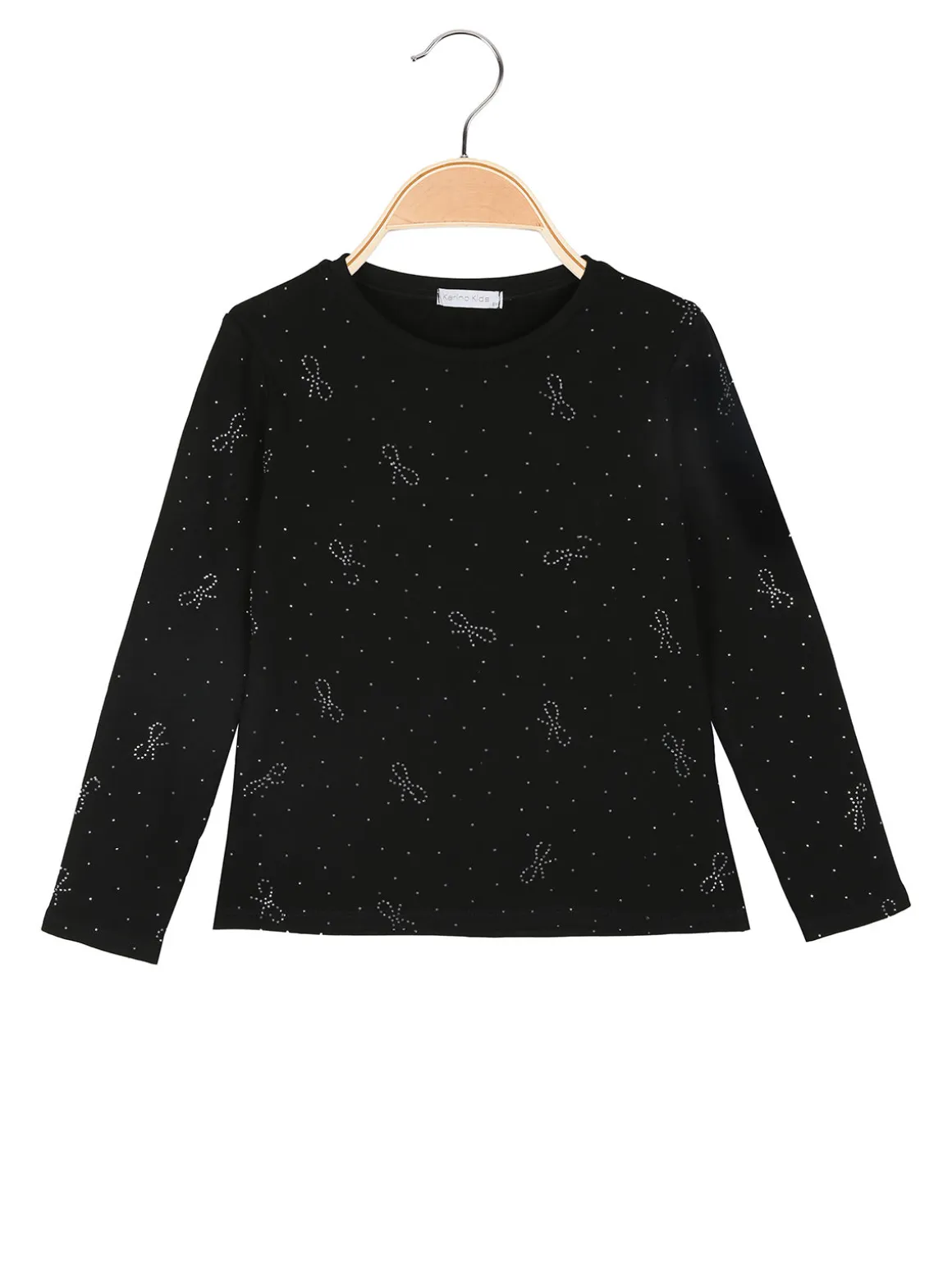 Karino Kids T-shirt da bambina a maniche lunghe con borchie - nero