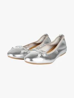 Keys Ballerine donna in pelle con fiocchetto argento