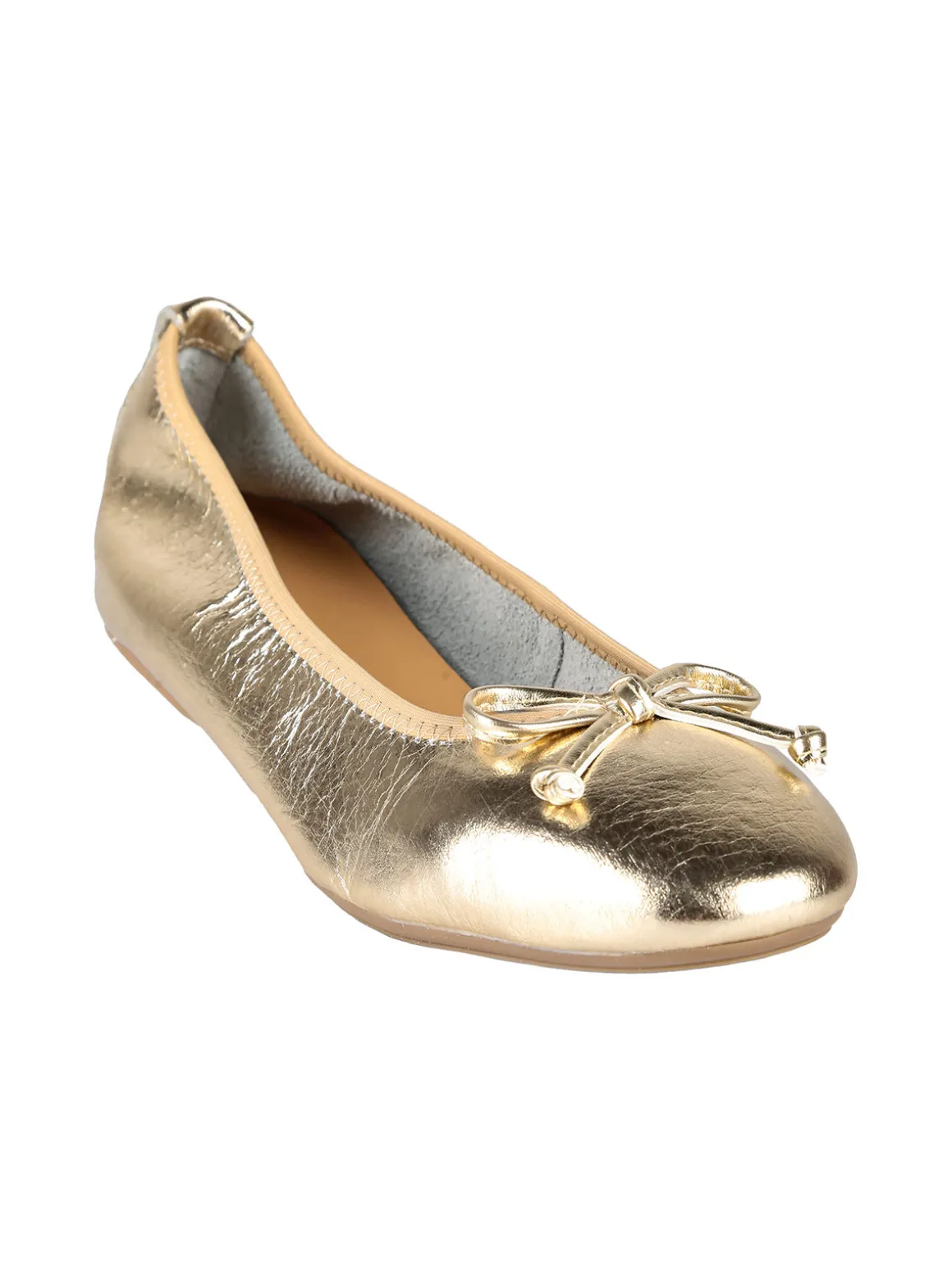 Keys Ballerine donna in pelle oro con fiocchetto