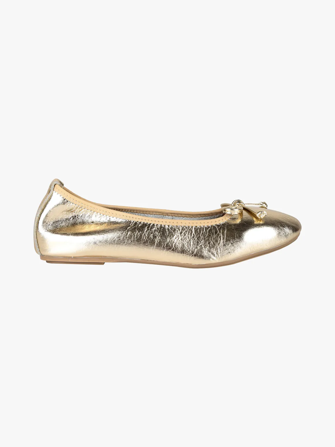 Keys Ballerine donna in pelle oro con fiocchetto