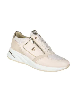 Keys Sneakers donna con zeppa e zip - panna