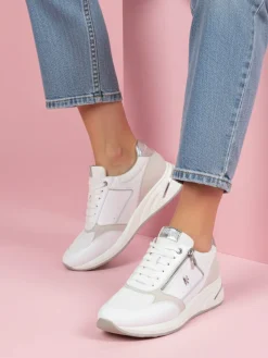 Keys Sneakers donna con zeppa e zip - bianco