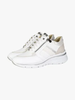 Keys Sneakers donna con zeppa e doppia zip - bianco