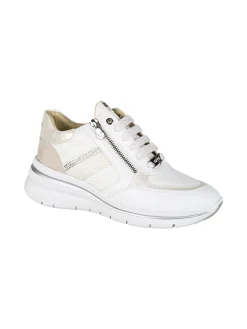 Keys Sneakers donna con zeppa e doppia zip - bianco