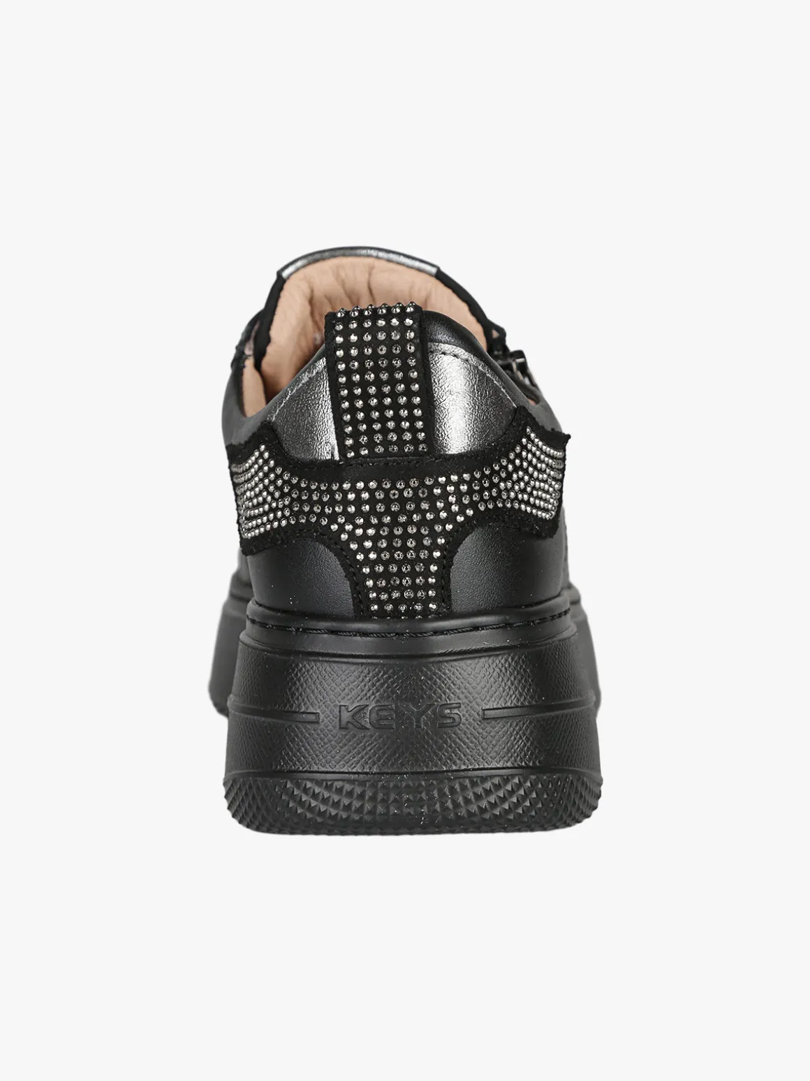 Keys Sneakers donna gioiello in pelle con platform - nero