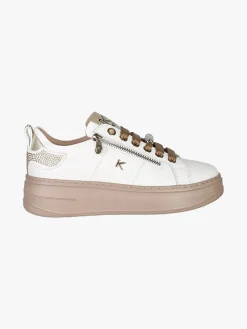 Keys Sneakers donna gioiello in pelle con platform - bianco