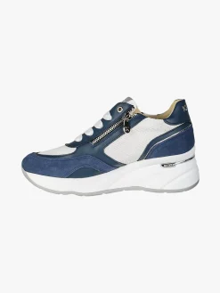 Keys Sneakers donna in pelle con zeppa - blu