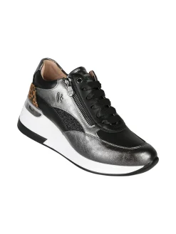 Keys Sneakers donna in pelle con zeppa - nero
