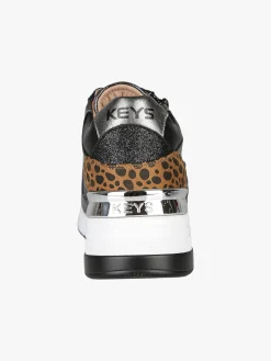 Keys Sneakers donna in pelle con zeppa - nero
