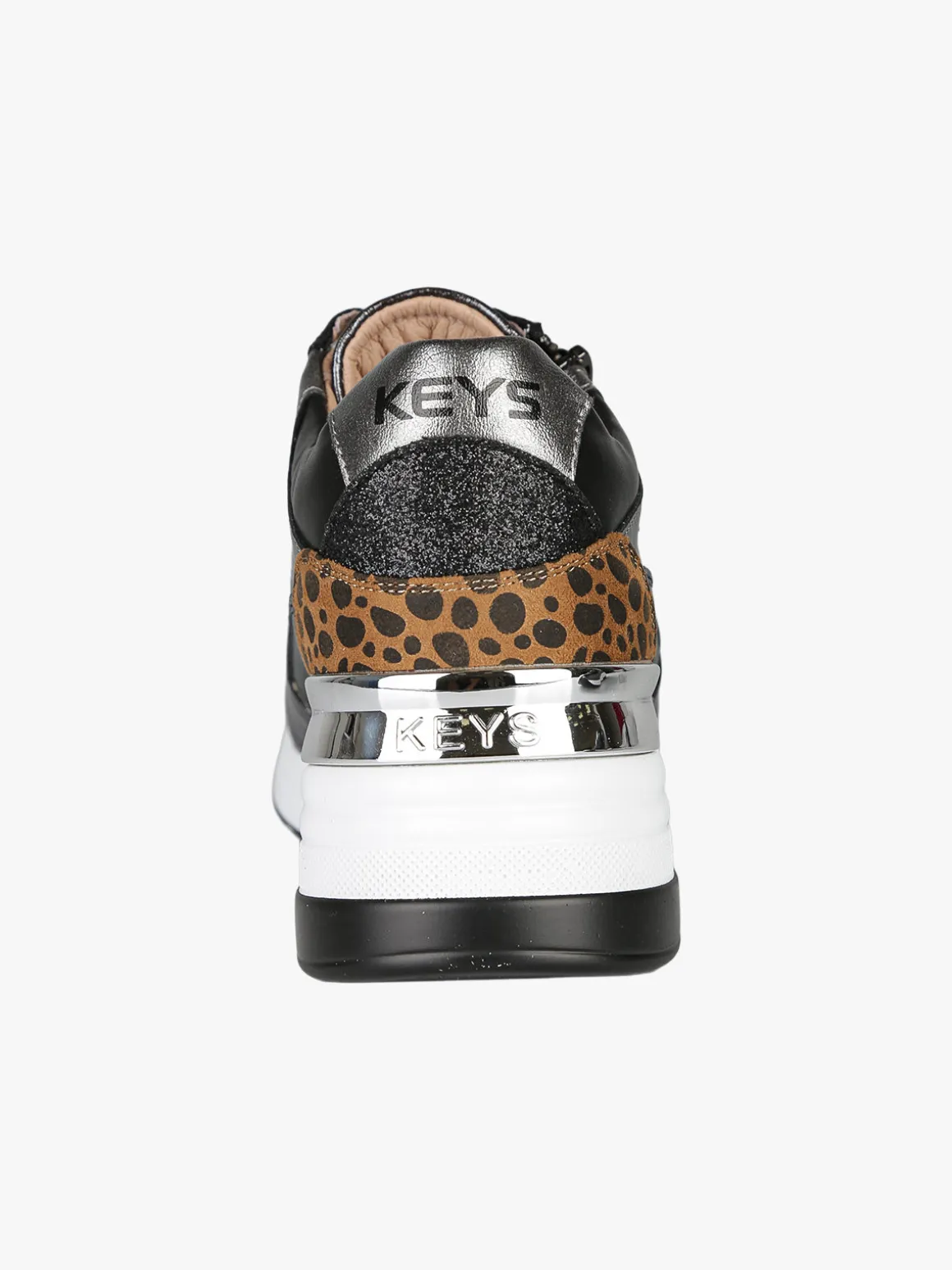 Keys Sneakers donna in pelle con zeppa - nero