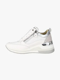 Keys Sneakers donna in pelle con zeppa - bianco