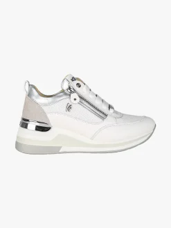 Keys Sneakers donna in pelle con zeppa - bianco