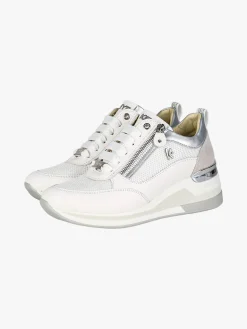 Keys Sneakers donna in pelle con zeppa - bianco