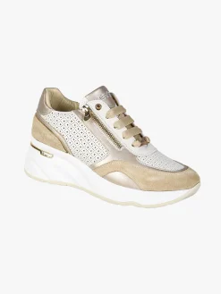 Keys Sneakers donna in pelle con zeppa - beige