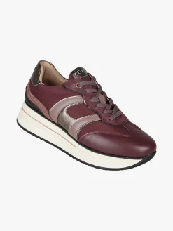 Keys Sneakers donna in pelle con platform - bordeaux