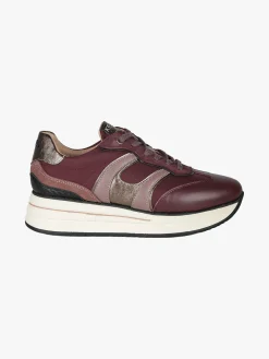 Keys Sneakers donna in pelle con platform - bordeaux