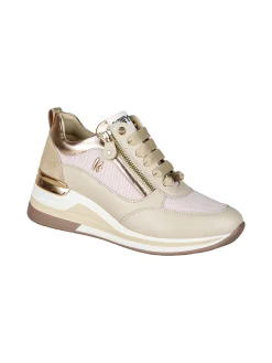 Keys Sneakers donna in pelle con zeppa - beige