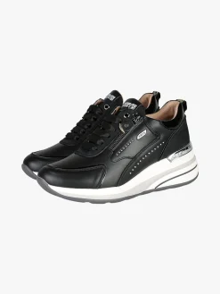 Keys Sneakers donna in pelle con zeppa - nero