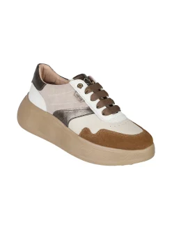 Keys Sneakers donna in pelle con platform - beige