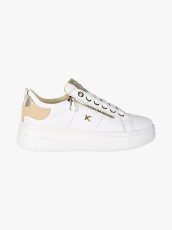 Keys Sneakers donna in pelle con platform e zip - bianco