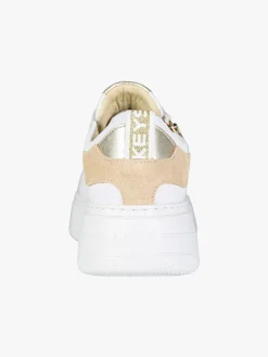 Keys Sneakers donna in pelle con platform e zip - bianco