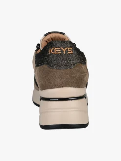 Keys Sneakers donna in pelle con zeppa - taupe