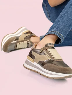 Keys Sneakers donna in pelle multicolore con platform