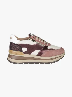 Keys Sneakers donna in pelle multicolore con platform - bordeaux