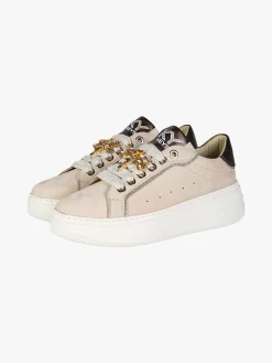 Keys Sneakers donna in pelle nabuk con platform - beige