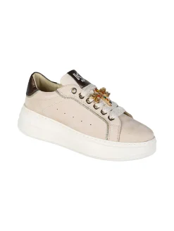 Keys Sneakers donna in pelle nabuk con platform - beige