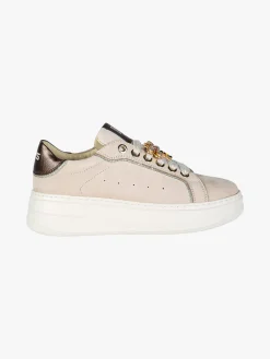 Keys Sneakers donna in pelle nabuk con platform - beige