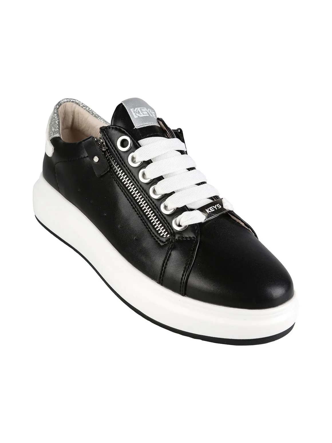 Keys Sneakers donna stringate con zip laterali e dettagli glitter