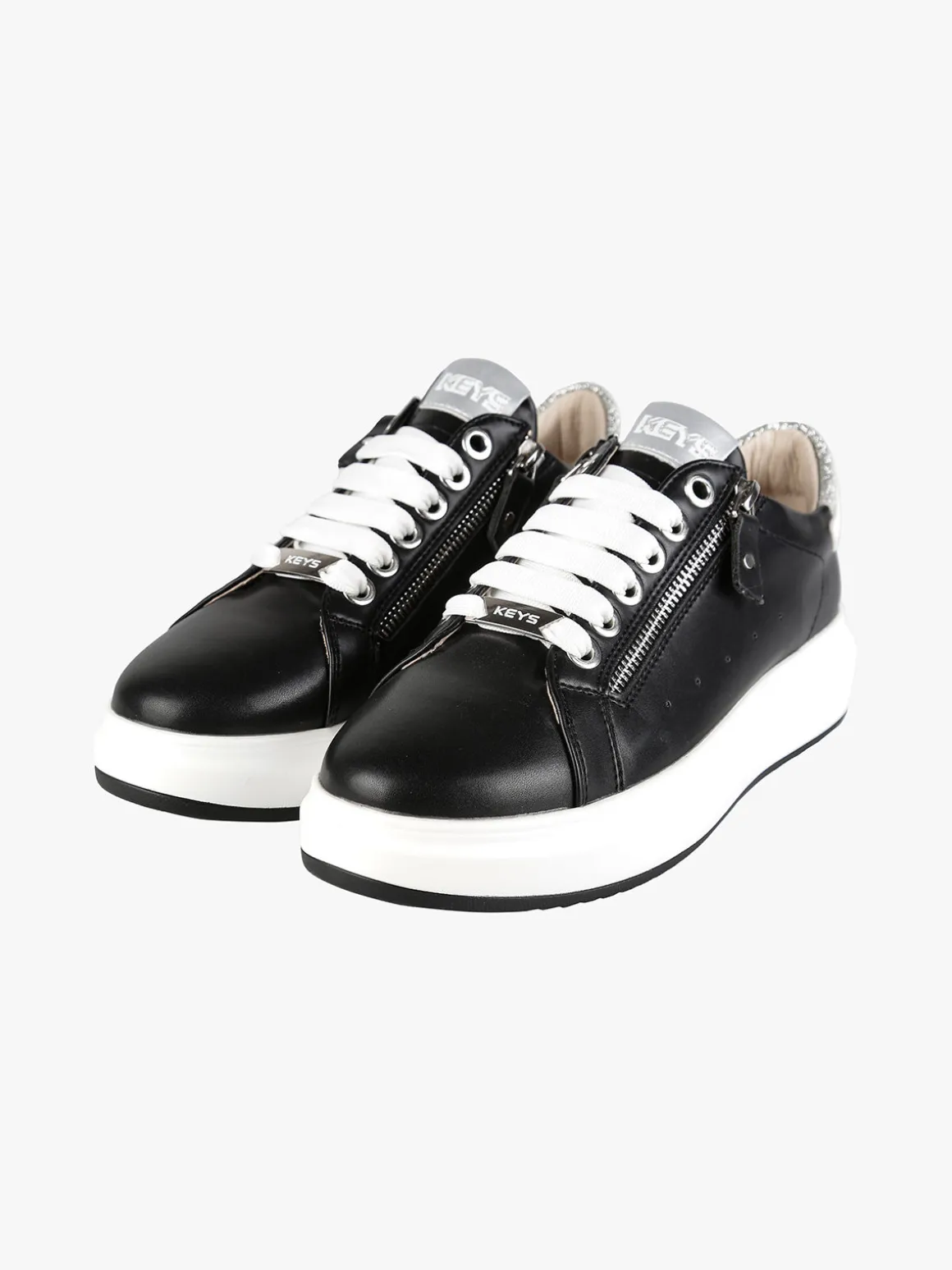 Keys Sneakers donna stringate con zip laterali e dettagli glitter