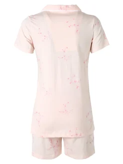 Kissimo Pigiama aperto da donna in cotone a maniche corte con shorts - rosa